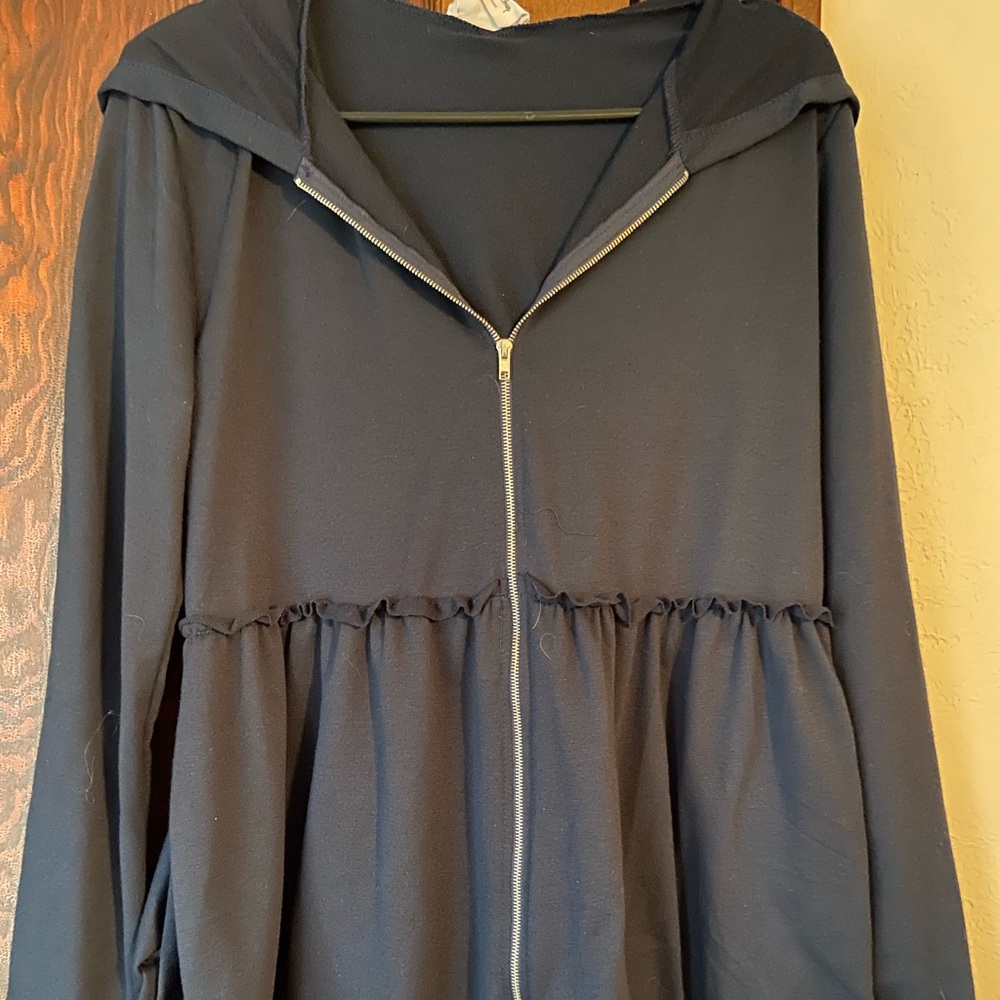 Navy long zip up